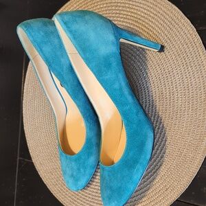Nine West Blue Suede Heels sz 10